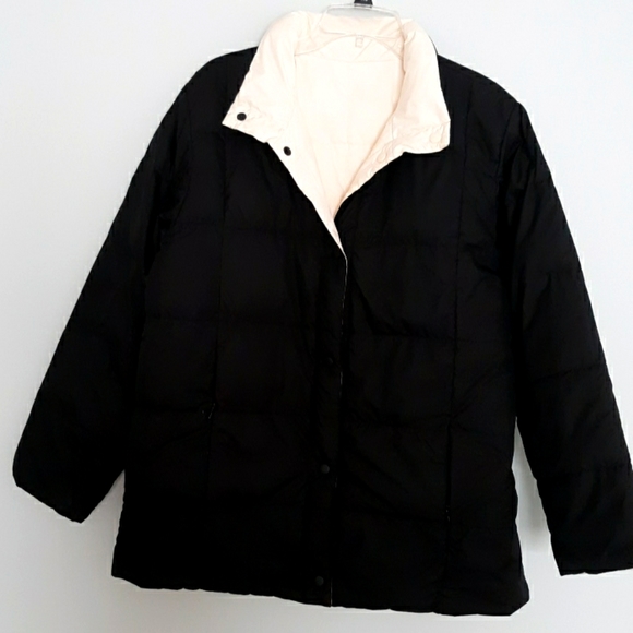 Lands' End Jackets & Coats Blackoff White Reversible Down Jacket Poshmark